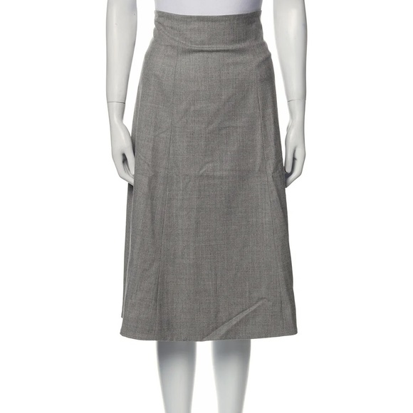 Graeme Black Virgin Wool knee length a-line Skirt gray high rise Made in Italy - Picture 1 of 10